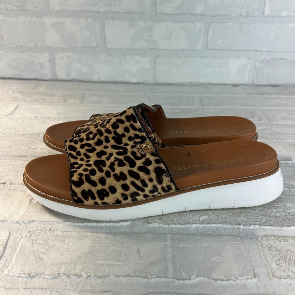 Cole Haan ZERØGRAND Sandals Womens 8 Leopard Animal Print Slides Brown‎ Casual - Picture 5 of 11